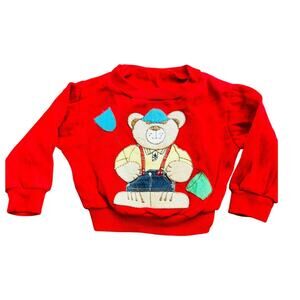 Vintage Infant Crewneck Sweatshirt beach Bear Embroidered Applique 0-6 Months